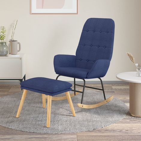 Teenpull – Schaukelstuhl mit Fußhocker Blau Stoff (1/5)