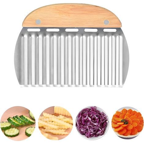 Coltello per affettare patate, coltello con lama ondulata, affettatrice per patatine fritte ondulata, taglia patate con lama ondulata (1/5)