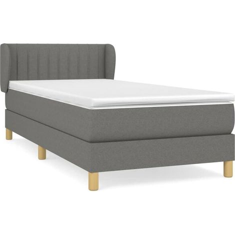 Cadre de lit en tissu, matelas inclus, gris foncé, 80 x 200 cm (1/5)