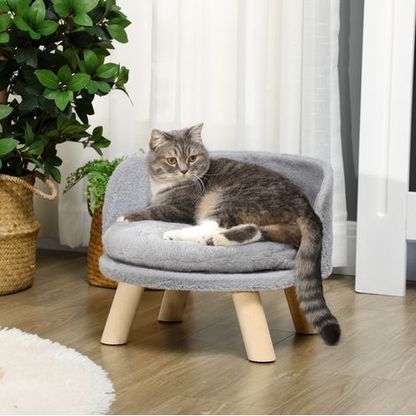 Cama para mascotas (Ø40.5 x 33 cm), cojín lavable a máquina, patas antideslizantes, tablero aglomerado gris (1/5)