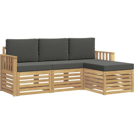 Set di divani da esterno 4 pz Salotto da Giardino Bianco e Antracite (1/5)