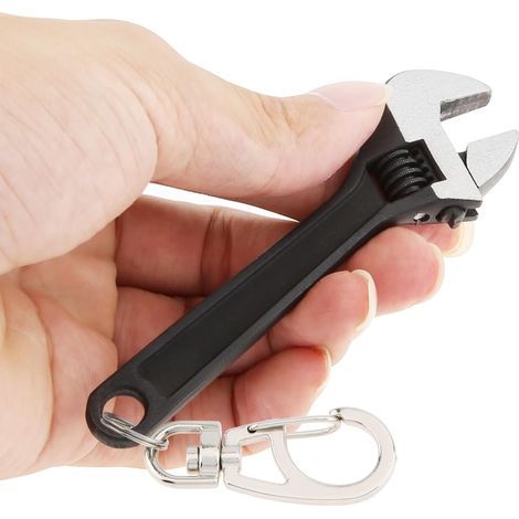 - Chiave regolabile - Portachiavi - Strumento regolabile 0-14 mm - Accessorio decorativo per borsa e chiavi - Nero - 10,5x3,3x0,5 cm (1/5)