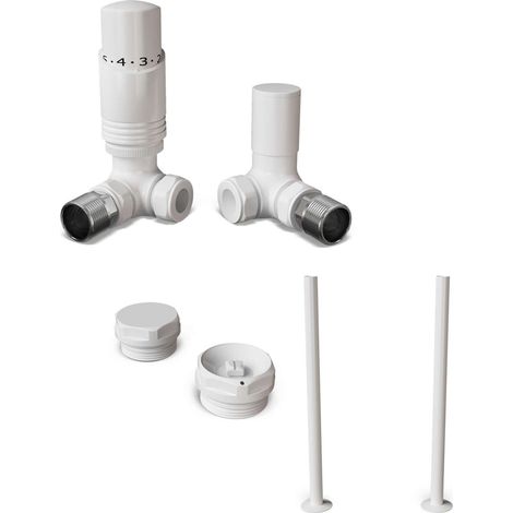 Talus Bold - Thermostatic Radiator Valve & Installation Kit - White Corner 15mm
