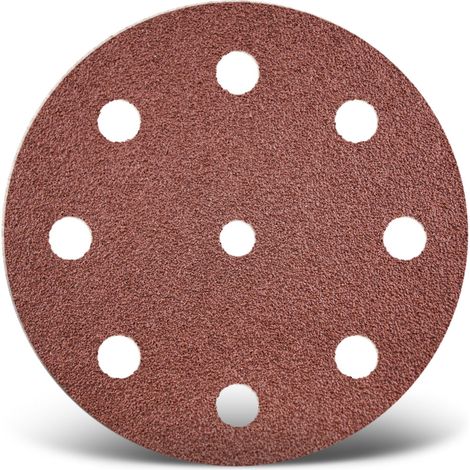 MENZER Red Disques abrasifs auto-agrippants, 125 mm, 9 trous, p. Ponceuses excentriques, Corindon normal (Lot de 50) G80