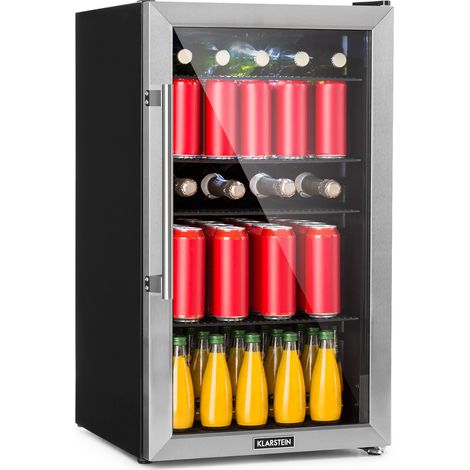 Klarstein Beersafe 3XL Nevera 98 litros 4 estantes Puerta panorámica de cristal Acero inoxidable