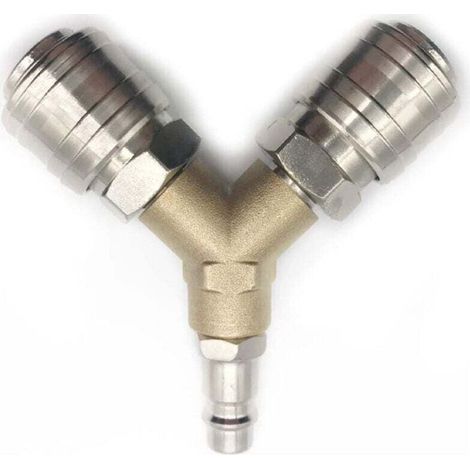 Distributeur d'air Comprimé, XU, Raccord dair Comprimé 1/4 Connecteur d'air Comprimé 3 voies à dégagement rapide avec distributeur Y à filetage mâle - (1/4)
