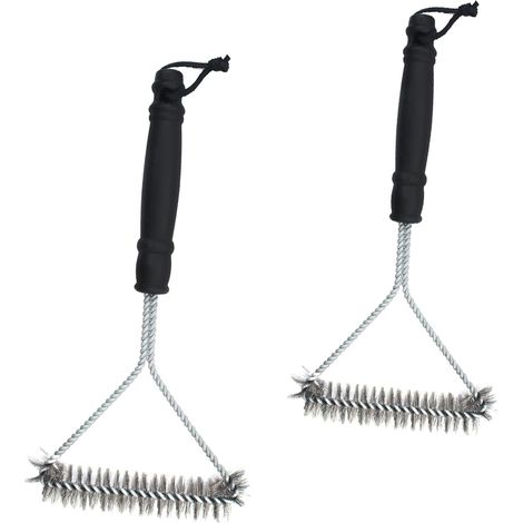 30 cm Brosse Grille Barbecue, 2 Pièces Brosse Barbecue Weber, Triangulaire Brosse Metallique Barbecue, Brosse BBQ avec Poignées pour Grilles de Barbecue, Grilles de Barbecue, Cuisinières (1/5)