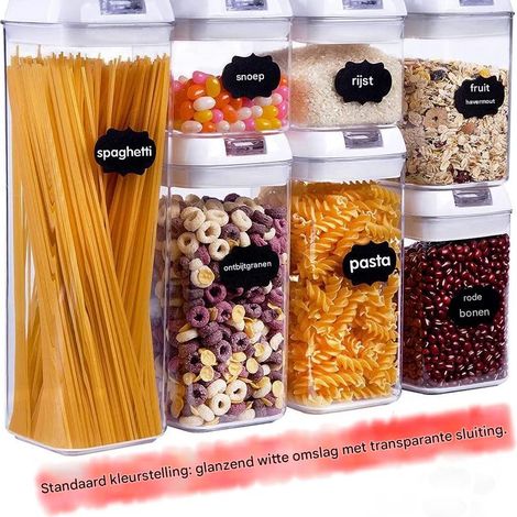 Bocaux de conservation - Boîtes de conservation alimentaire - Hermétiques et empilables avec étiquettes - Capacité de 2,8 litres - Lot de 4 - Pour la cuisine et le garde-manger - Noir (1/5)