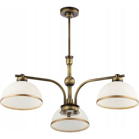 Lampadario vintage ottone patinato vetro 3xE27 Jupiter Montana