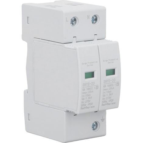 Parafoudre 20kA Dispositif de Protection Surtension Réponse Rapide Forte Capacité Maison Protecteur Tension 2P 275V (1/5)