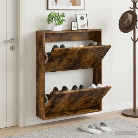 vidaXL Wall-Mounted Shoe Cabinet EDE 71 x 17 x 86 cm Engineered Wood (1/5)