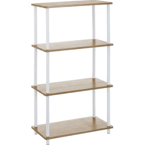 Étagère 4 plateaux en bois et métal blanc - 60x30x110cm (1/3)