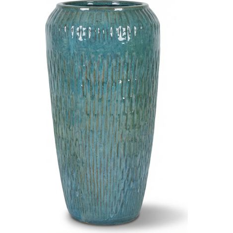 Provencelia Pflanzkübel Pompadour Ø30 cm Höhe 57 cm frostbeständig, keramisch, handgefertigt, Stahlblau