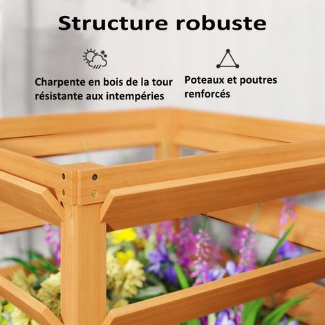 Jardinière surélevée avec treillis – Fond ouvert, bois, dimensions 65 x 65 x 60 cm, pour plantes grimpantes, panier ou fleurs – Support et culture combinés (1/5)