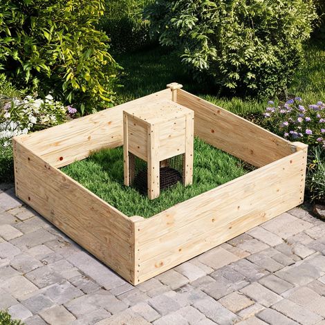 Porte-plantes bois naturel en bois de sapin 123 x 123 x 25,5 cm (1/5)
