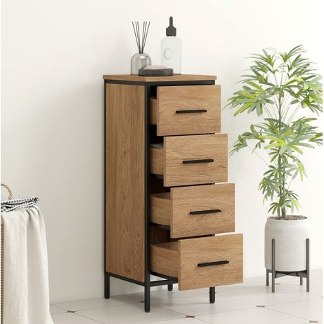 Mobile da bagno 30x30x82 cm effetto rovere con vano portaoggetti FloraGrace (1/5)