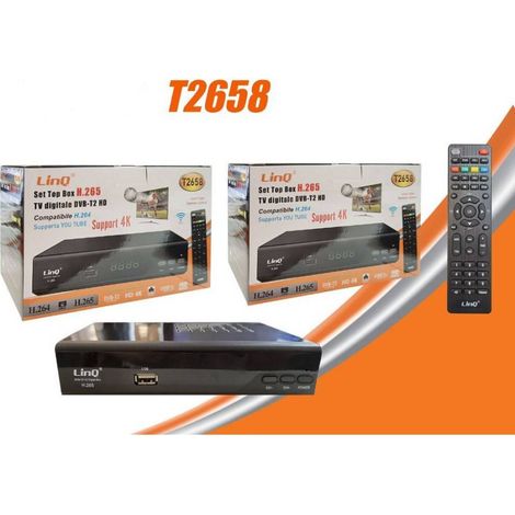 Trade Shop - DIGITALER TERRESTRISCHER DECODER T2 SET TOP BOX DVB-T2 HD H.265 USB SCART HDMI 4K T2658 -