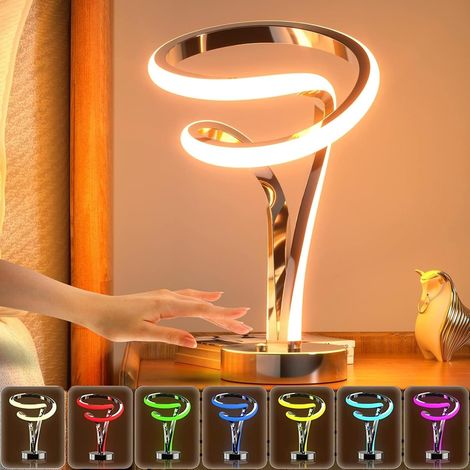 NOLUXA Lampe de Chevet Chambre, Lampe chevet LED Tactile à Intensité Variable, 7 Couleurs, Design en Spirale Moderne (1/5)