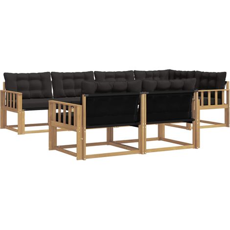 Outdoor Sofa Set 7 pcs White and Black vidaXL (1/5)