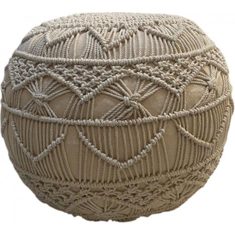 Pouf contenitore imbottito in cotone 40x40x40 cm con design cucito