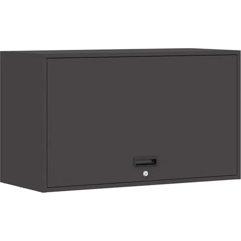 Armario de garaje mural de diseño moderno 90 x 40 x 53 cm con cerradura de seguridad acero negro 020052833 (1/5)