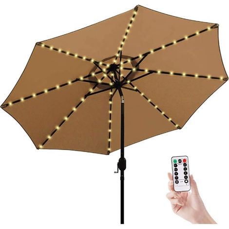 Lumières de Parapluie de Patio, 104 LEDs Guirlande Lumineuse pour Parasol, 8 Modes Guirlandes avec Télécommande Décoration Balcon, Jardin, Terrasse (1/5)