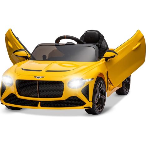GARVEE Kinder Elektroauto Bentley Bacalar 12V mit Fernbedienung – Offiziell lizenziertes Luxus-Kinderauto mit LED, Musik & Sicherheitsgurt für 3-8 Jahre, Gelb (1/5)