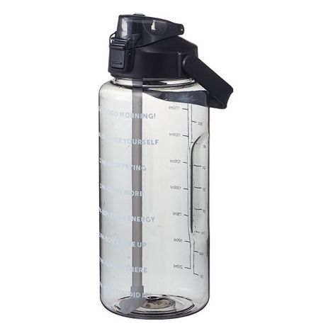 Bouteille d'eau de 2 litres avec paille, noire (1/3)