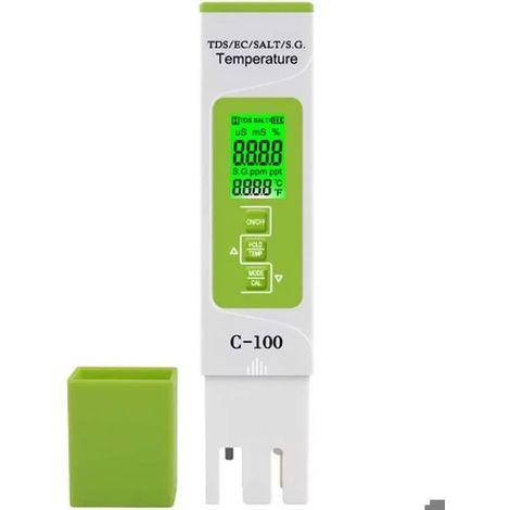 Electronic PH Meter Tester, 5 in 1 PH Tester Pocket Thermometer Water Quality PH EC Salt TDS for Home, Pool, Aquarium Water (1/4)