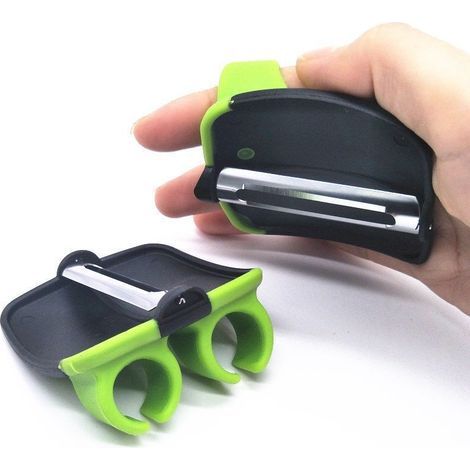 Ergonomischer, schwarz-grüner Sparschäler, PP/TPR/Edelstahl, multifunktional für Kartoffeln und Gemüse – (1/5)