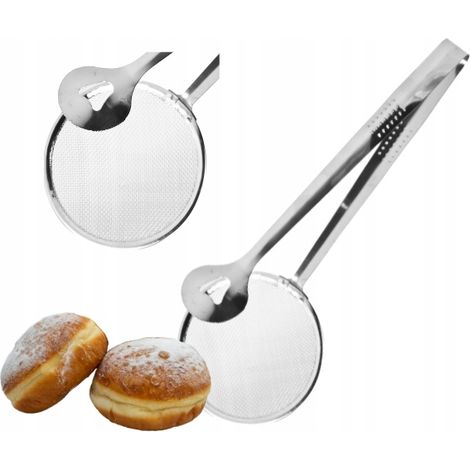 Küchenzange mit Siebeinsatz für Donuts und Pommes frites