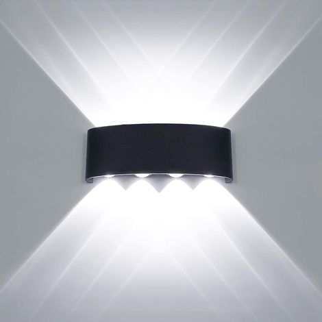 Moderne Lampe Murale LED Applique Murale Up Down Imperméable Aluminium Lèche-murs LED Intérieur Extérieur pour Salle de Bains , 8W Lumière blanche (1/5)