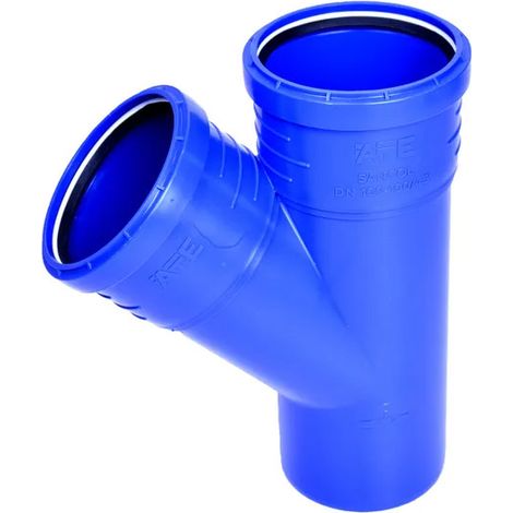 Raccord PE culotte 45° mâle femelle Ø100 – Polypropylène renforcé – Préassemblé avec bague d'étanchéité – NF EN 1451-1 – ATE