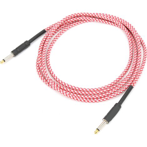 Câble Guitare Blindé Anti-Bruit avec Connecteurs Nickelés pour Guitare Électrique (Rouge) (1/5)