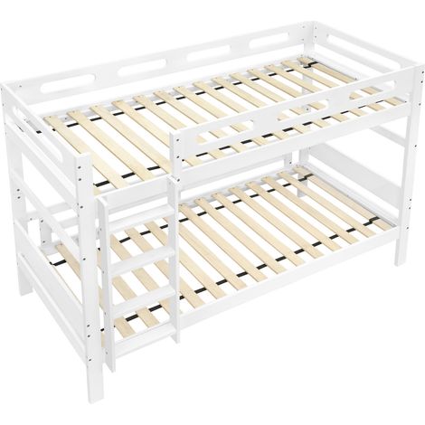 Kinder-Etagenbett weiß 90 x 200 cm mit Leiter und Sicherheitsgeländer (1/5)