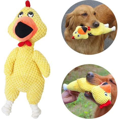 Jouet Chien jouet ,Chien Peluch,Jouet en Peluche pour Chien en Velours ctelé Durable avec mécanisme de Bruit en Plastique couineur en Forme de Poulet GROOFOO (1/5)