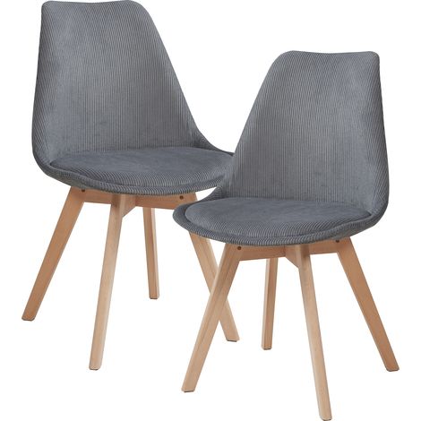 Esszimmerstuhl Fläten 2er Set Cord Grau [en.casa]