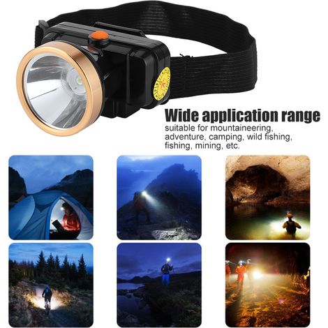 LED 3 Modes d'éclairage projecteurs USB charge IPX4 lampe de poche montée sur la tête pour aventure Camping pêche minière (1/5)