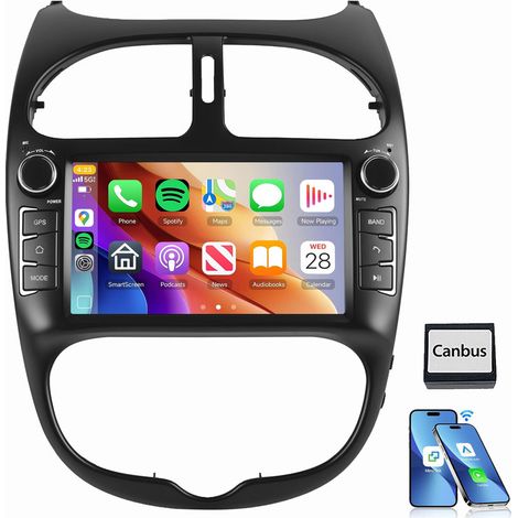 Pour PEUGEOT 206 206CC 206SW 2000-2008 Android 14 CarPlay Autoradio GPS WiFi 4+64G