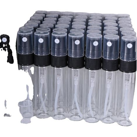 Nachfüllbare Sprühflasche, Transparentes Glas, Mini Tragbares Design, Glas, 50 Stück Schwarz Weiß, 5ml 50 Stück (1/2)