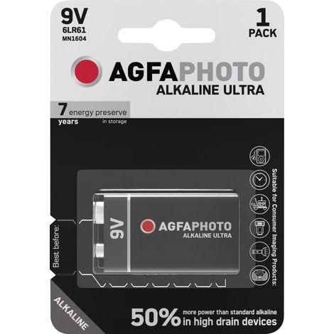 AgfaPhoto Ultra 6LR61 9 V Block-Batterie Alkali-Mangan 9 V 1 St. (1/5)