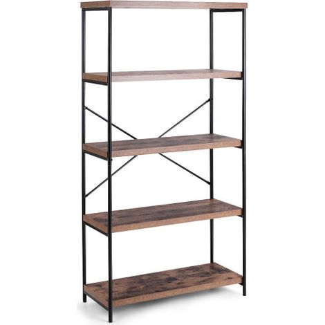 4-Tier Bookcase X-Shaped Compact Freestanding Home Office Furniture (1/3)