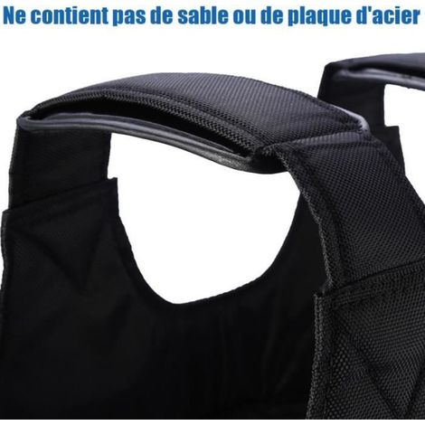 Gilet Lesté - Charge Maximale 50 kg - Pour Entraînement Fitness Boxe et Crossfit - Réglable - Noir (1/4)