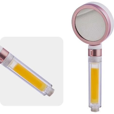 Pommeau de douche filtrant adoucissant à filtration multiple, élimination du chlore, douchette à main pour une peau hydratante et nourrissante, filtre type C, or rose (1/5)