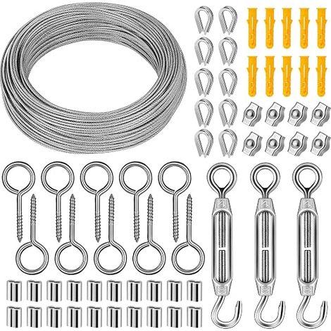 304 Stainless Steel Wire Rope Kit, 2mm PVC Coated with M4 Turnbuckles, Garden Wire for Climbing Plants, Fences, Hanging Fixtures and DIY Projects (1/5)