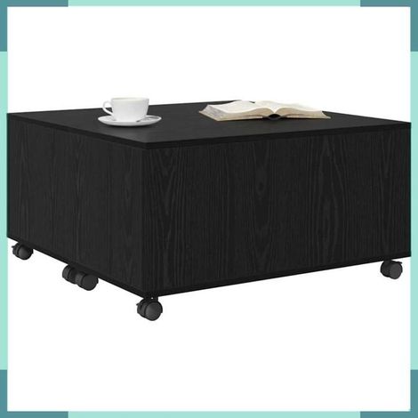 Table basse - 875482 - Chêne noir - Carré 75 x 75 cm - Tiroir & roulettes (1/5)