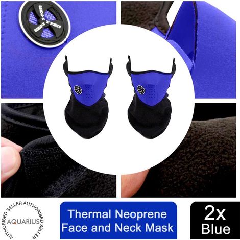 Aquarius Blue Thermal Neoprene Face Neck Mask Warm Breathable Biker Mask 2 Pack (1/5)