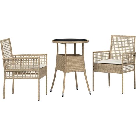 Maison Exclusive - Garten Essgruppe 3 pcs Beige Poly-Rattan