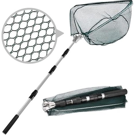 Épuisette de pêche télescopique pliable extensible légère en alliage d'aluminium pour capture et remise à l'eau d'oiseaux/poissons, manche portable
