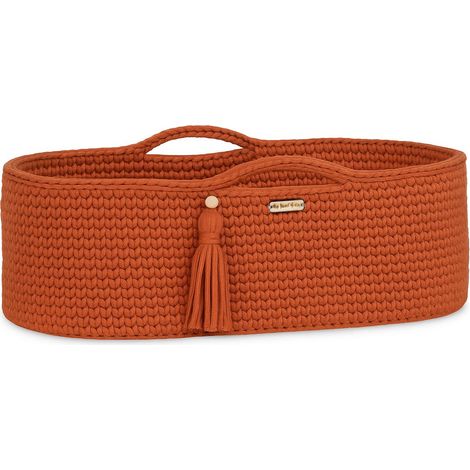 Moisés de algodón BOHO hecho a mano con colchón - terracota